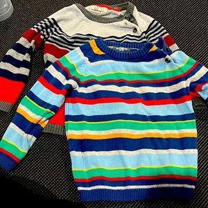 H & M 2 piece LOGG Baby Boys side button striped Sweater Size 1.5- 2y